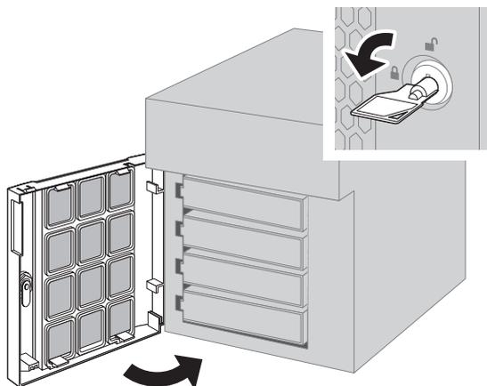 Diagram showing the front cover being closed and locked.