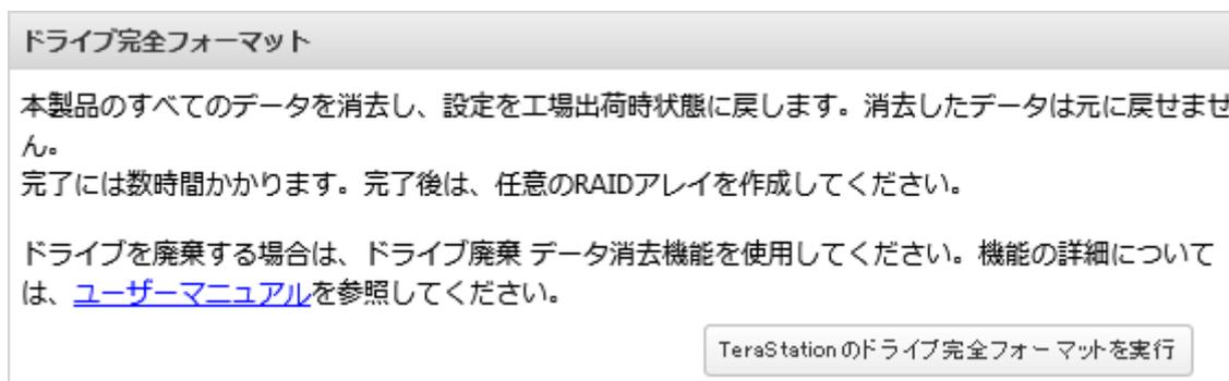 ドライブ完全フォーマットダイアログ